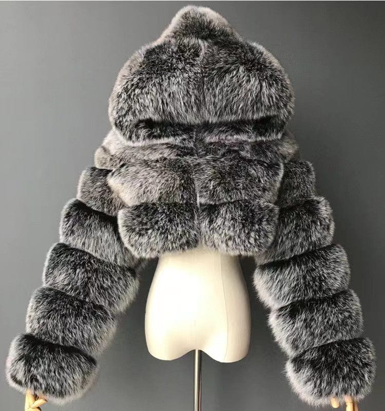 2022New Design Fox Fur Jacket Women Winter Short Real Fur Hood Coat