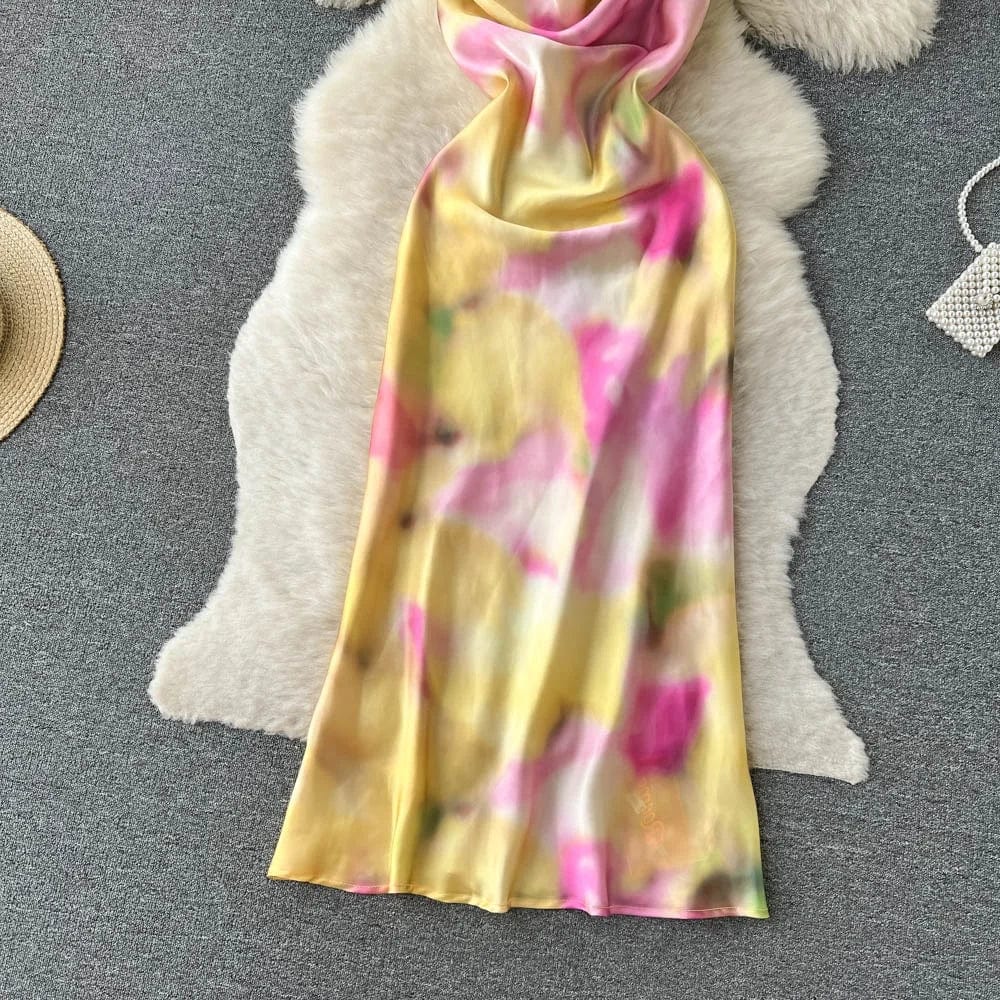 2024 Summer New Sexy Slip Dress Women's Fashion Print Dress