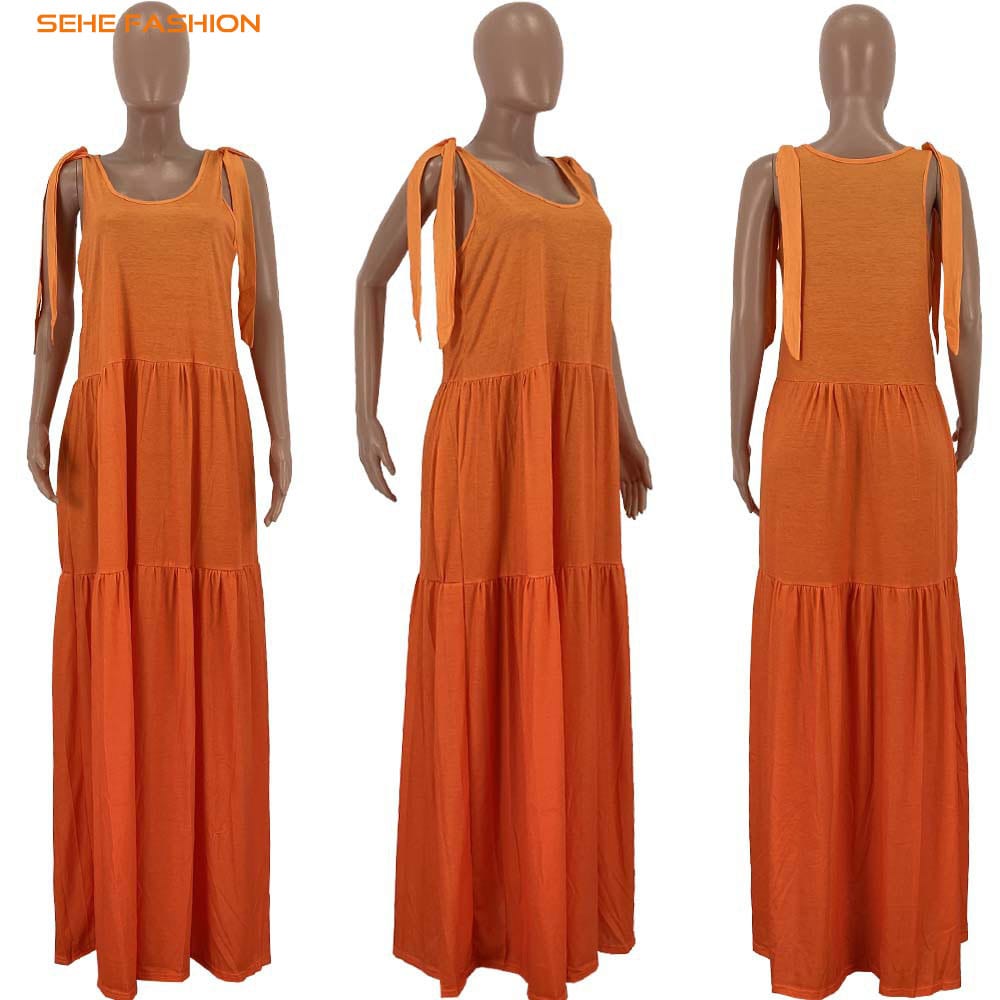 20611-MX33 sehe fashion spaghetti strap maxi Gradient casual dresses women