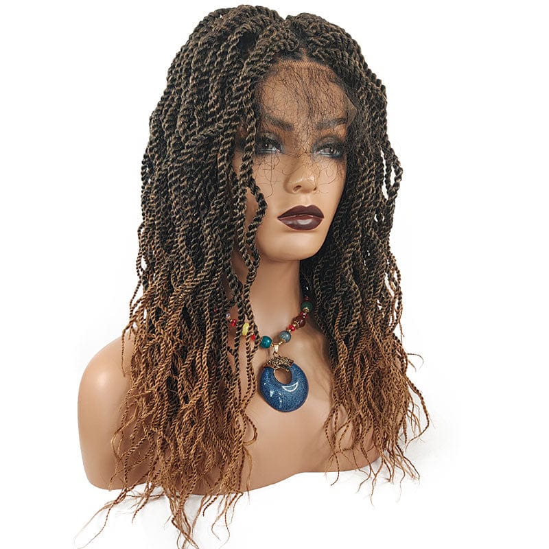 20inch T27 Crochet Braid Twist Wig Afro Locs Heat Resistant Kinky Curly Braids Hair High Fiber Deep Part Synthetic Lace Front Wig