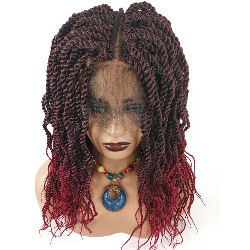 20inch TBUG Crochet Braid Twist Wig Afro Locs Heat Resistant Kinky Curly Braids Hair High Fiber Deep Part Synthetic Lace Front Wig