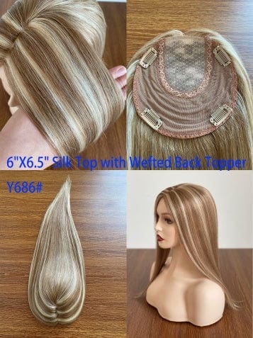 20inches / 6/8/613# 6X6.5 6"X 6.5'' 8''X 8'' Silk Top with Weft Back Silk Base Human Hair Wig