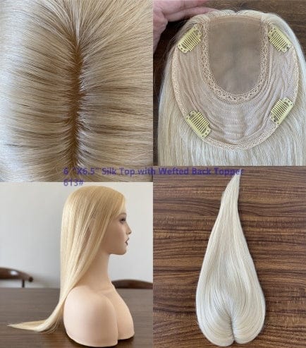 20inches / 613# 6X6.5 6"X 6.5'' 8''X 8'' Silk Top with Weft Back Silk Base Human Hair Wig