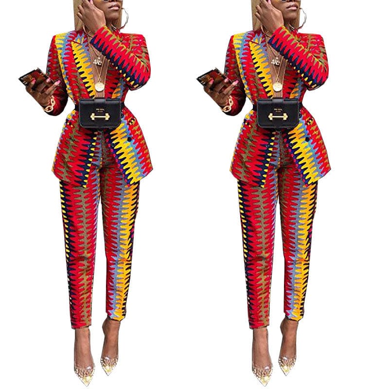 21230-MX91 sehe fashion jumpsuits women two piece pants set printed suits collar