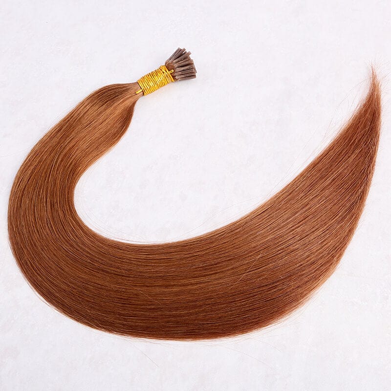 22 Inches / Caramel Brown (#30) Wholesale 100 Keratin Hair Flat Tip U Tip Human Hair Extension Best Quality Prebonded I Tip Hair