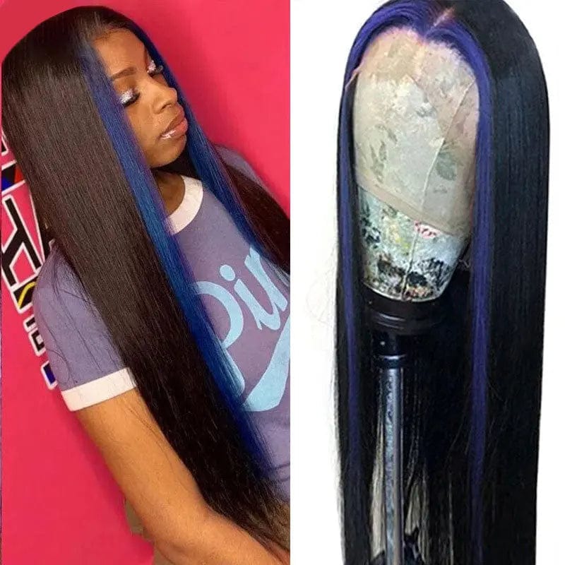 22 Inches / P1b/blue straight Glueless Water Wave Wig Natura Brazil Wave