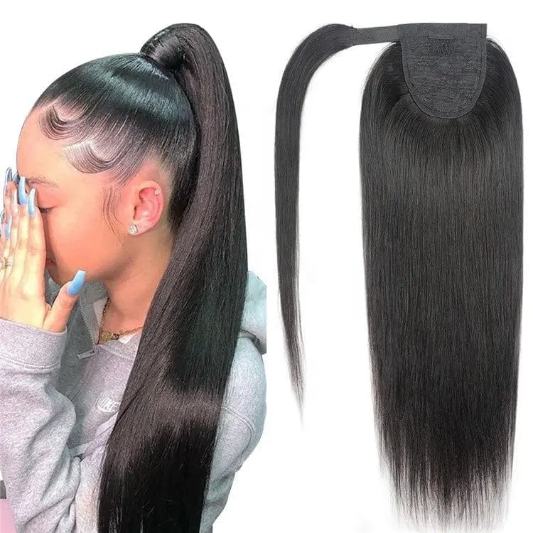 22 Inches / # style3 Wholesale 12A Grade Double Drawn Ponytail Extension Raw Cuticle Aligned Human Hair Bundles Extension Weft