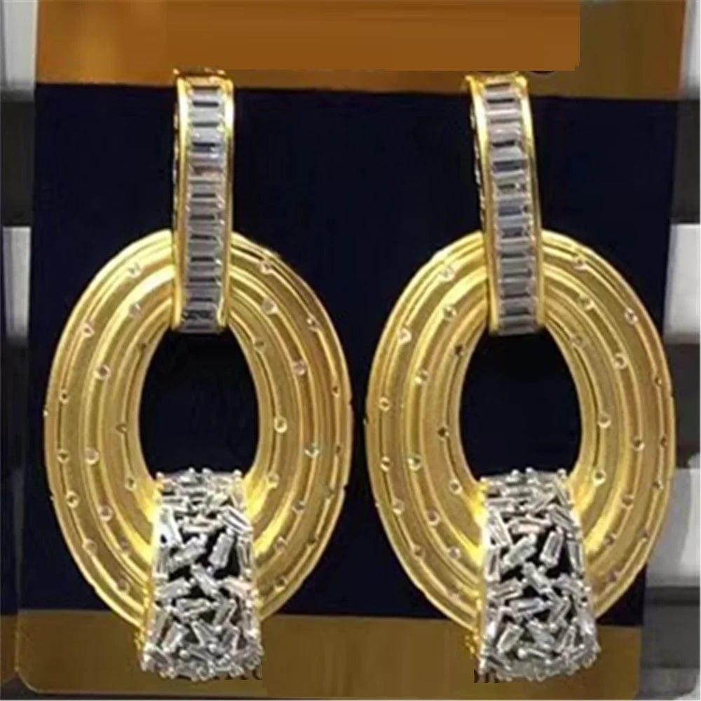 23 Fashion 24K Gold Plated Wholesale Dubai Gold Earrings Jewelry Women Cute Gift Party Western Wedding Copper Zircon Jewelry set