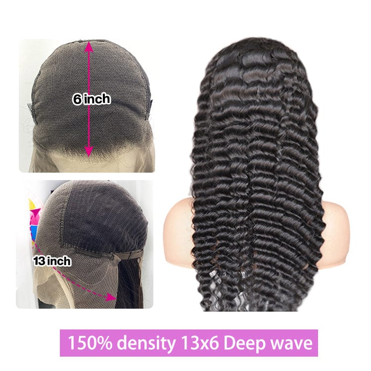 24 Inches / 13x6 Deep Wave Indian Transparent Lace Frontal Wigs Glueless Frontal Wig Human Hair Straight Wigs For Black Women