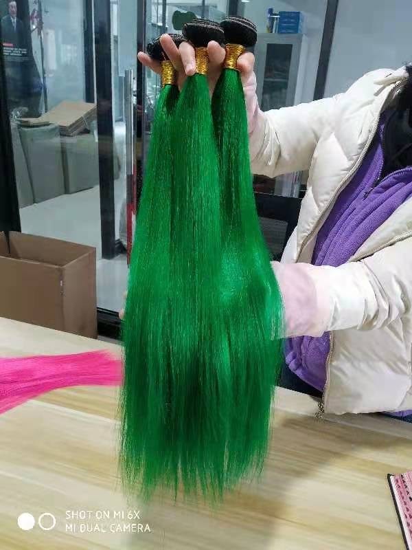 24 Inches / 1B# Green  613 Bundles 12A Grade High Quality Double Drawn Raw Virgin Cuticle Aligned Human Hair Bundles,Human Hair Extension Vendors