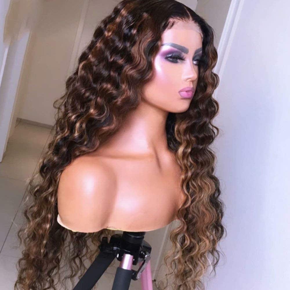 24 Inches / 5X5 wig Ready To Wear Closure Wigs Human Hair Full Lace Wig Curly 1B 30# Water Wave 4X4 Lace Closure Lace Front Human Hair Wig