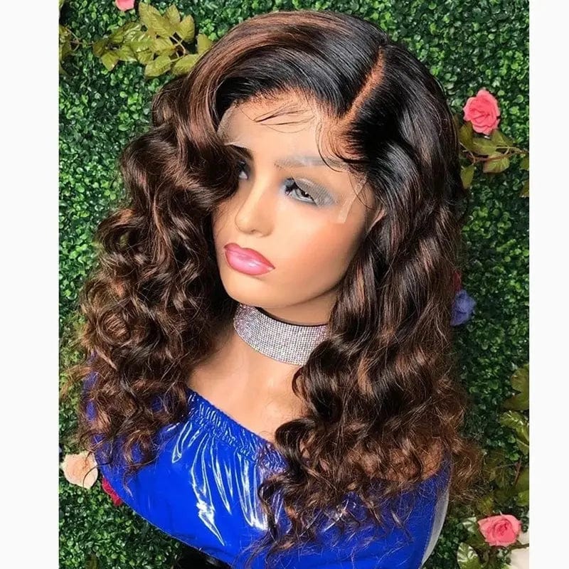 24 Inches / Dark Brown Frontal Wigs Ombre Dark Brown Deep Wigs