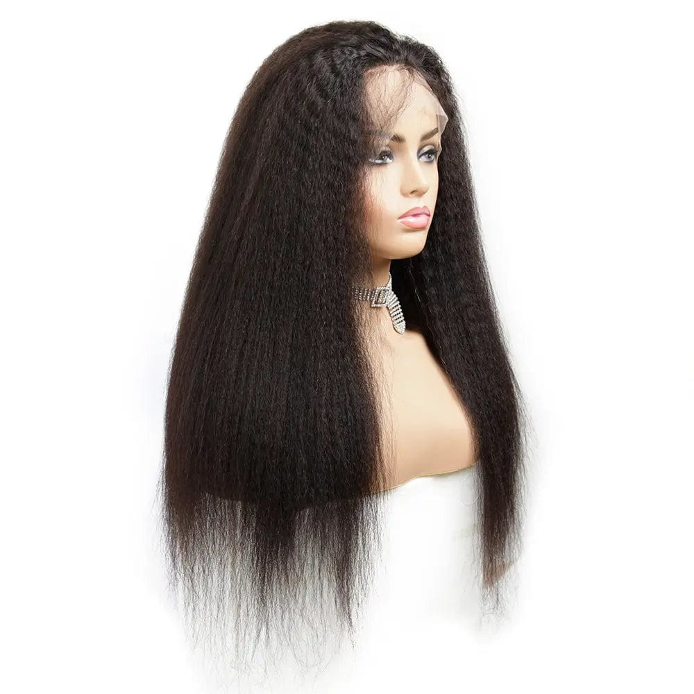 24 Inches / Natural Black HD Transparent Film Illusion Kinky Straight Front Lace