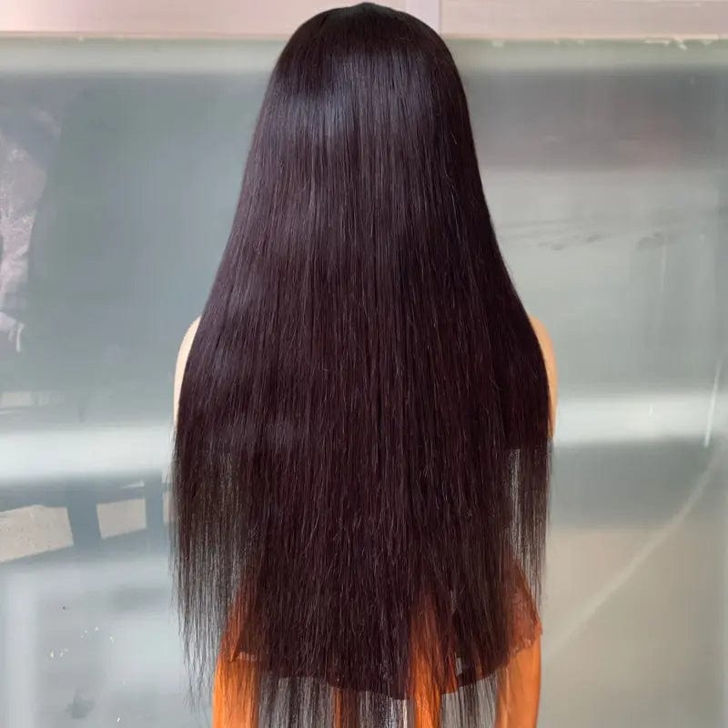 24 Inches / natural black Silky Straight Human Hair Wigs 360 Full Lace