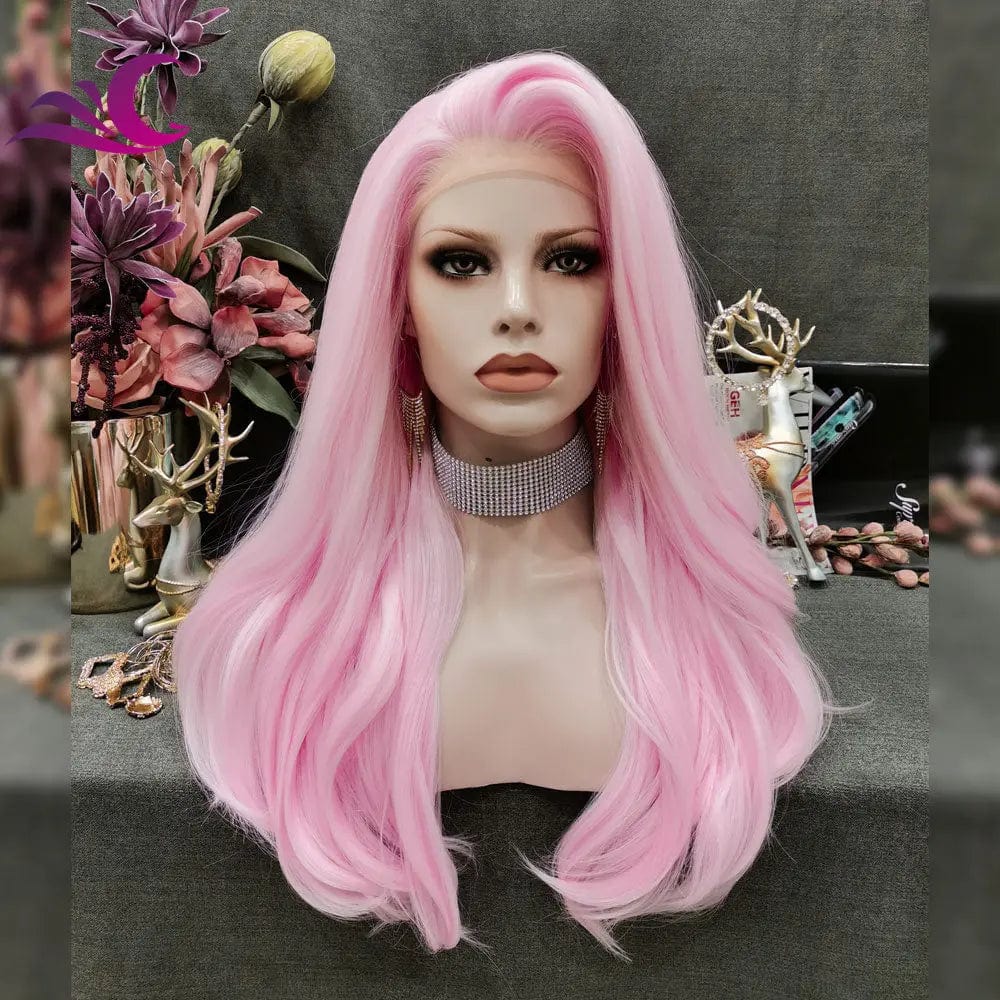 24 Inches / Noctilucent-Pink Long Curly Glow in the Night Pink Wig