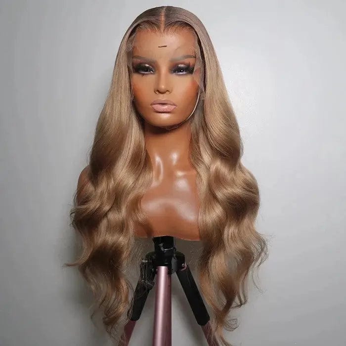 24 Inches / # style1 Long Inches Ash Blonde Water Wave Wig Pre Pluck 100% Virgin Human Hair Bleached Knots Lace Front Wigs