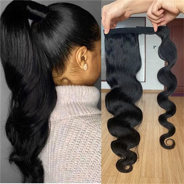 24 Inches / # style1 Wholesale 12A Grade Double Drawn Ponytail Extension Raw Cuticle Aligned Human Hair Bundles Extension Weft