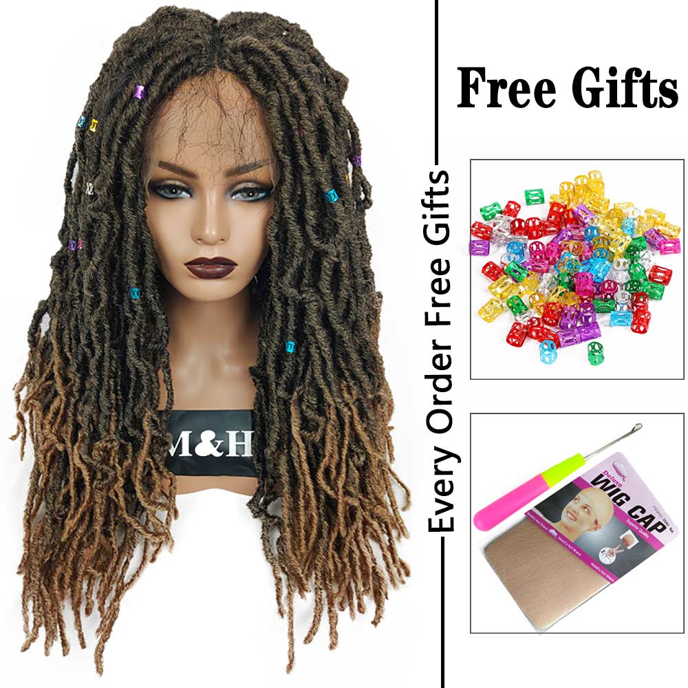 24inch New Loc  T27 Crochet Braid Twist Wig Afro Locs Heat Resistant Kinky Curly Braids Hair High Fiber Deep Part Synthetic Lace Front Wig