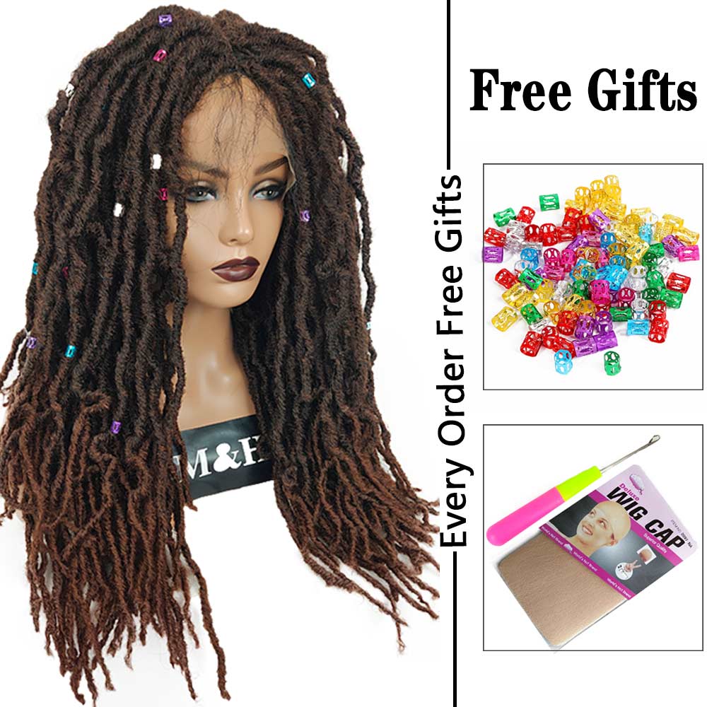 24inch New Loc  T30 Crochet Braid Twist Wig Afro Locs Heat Resistant Kinky Curly Braids Hair High Fiber Deep Part Synthetic Lace Front Wig