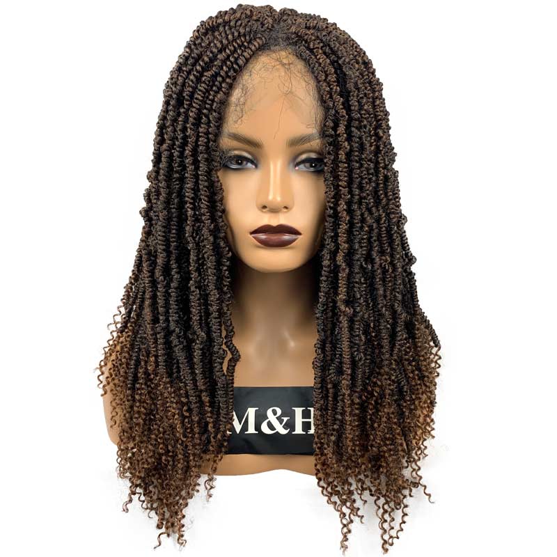 24inch Twist T30 Crochet Braid Twist Wig Afro Locs Heat Resistant Kinky Curly Braids Hair High Fiber Deep Part Synthetic Lace Front Wig