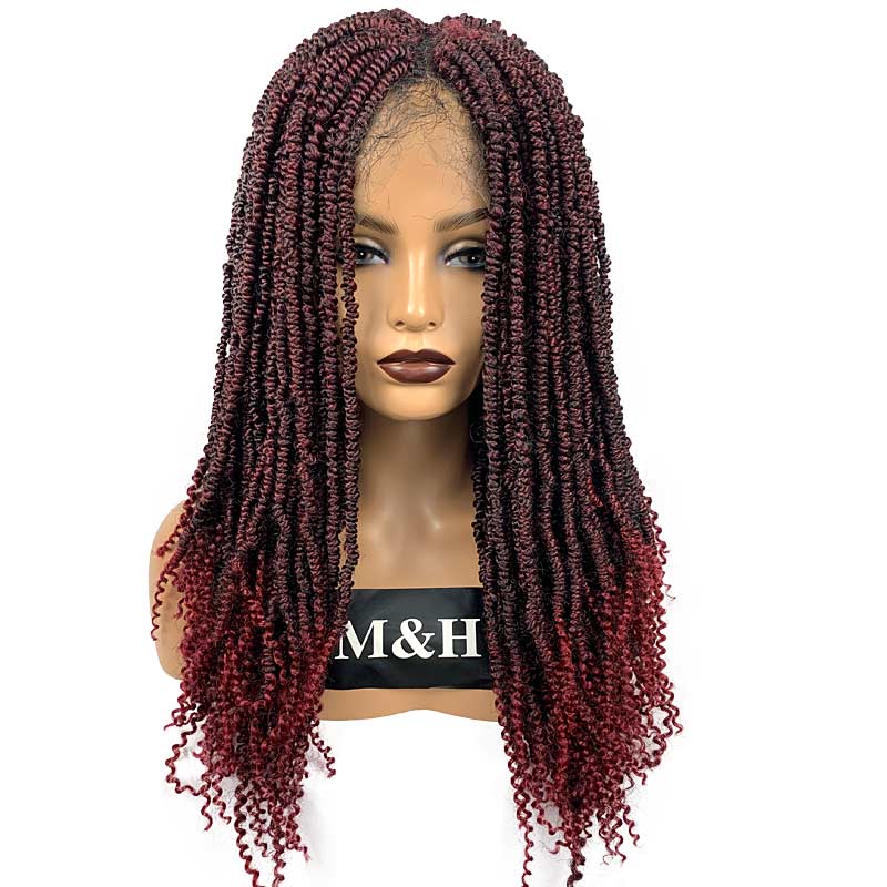 24inch Twist TBUG Crochet Braid Twist Wig Afro Locs Heat Resistant Kinky Curly Braids Hair High Fiber Deep Part Synthetic Lace Front Wig