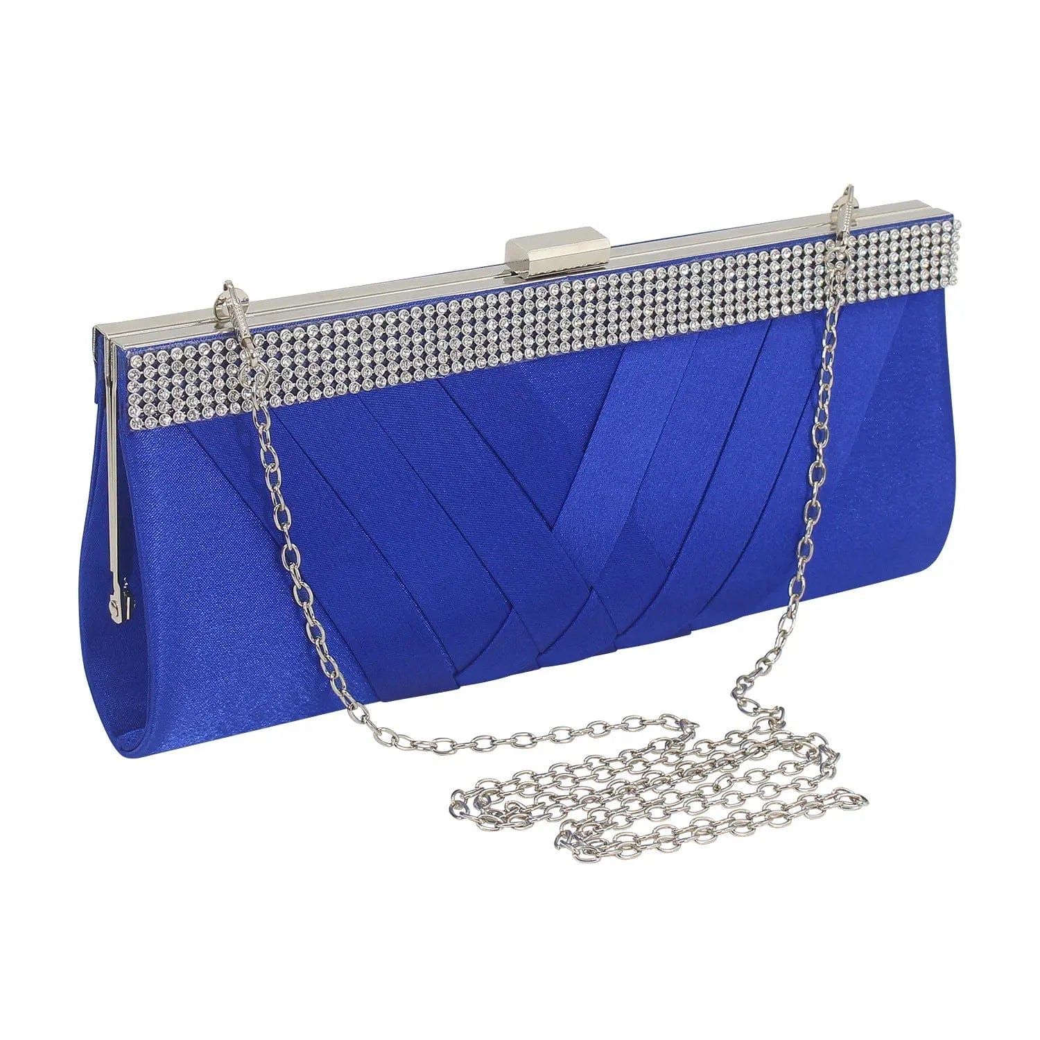 26*6*11cm / Blue New Pattern Fashionable Rhinestone Luxury Simple Temperament Rhinestone Handbag Woven Women's Clutch Evening Bag