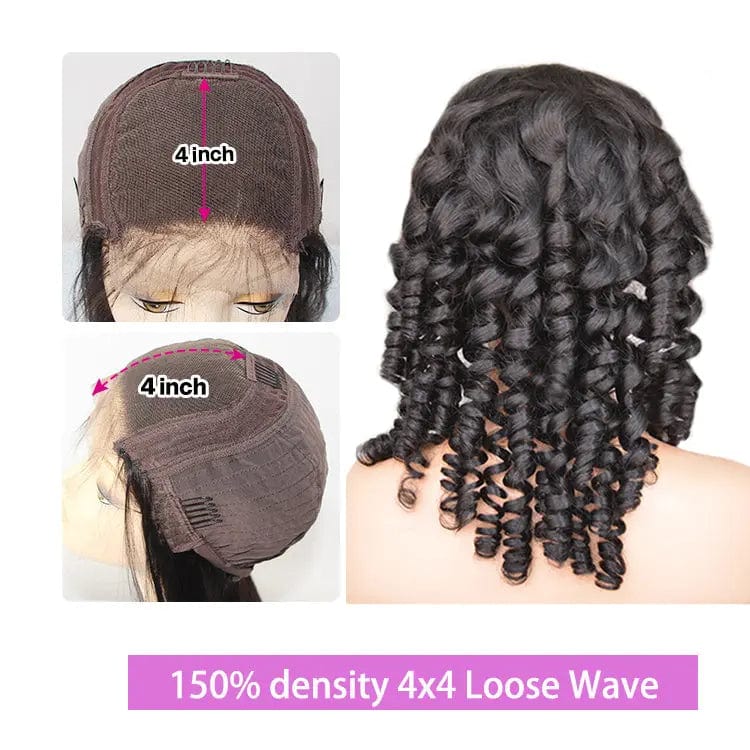 26 Inches / 150 density 4x4 loose Women Natural Lace Curly Wigs with Baby