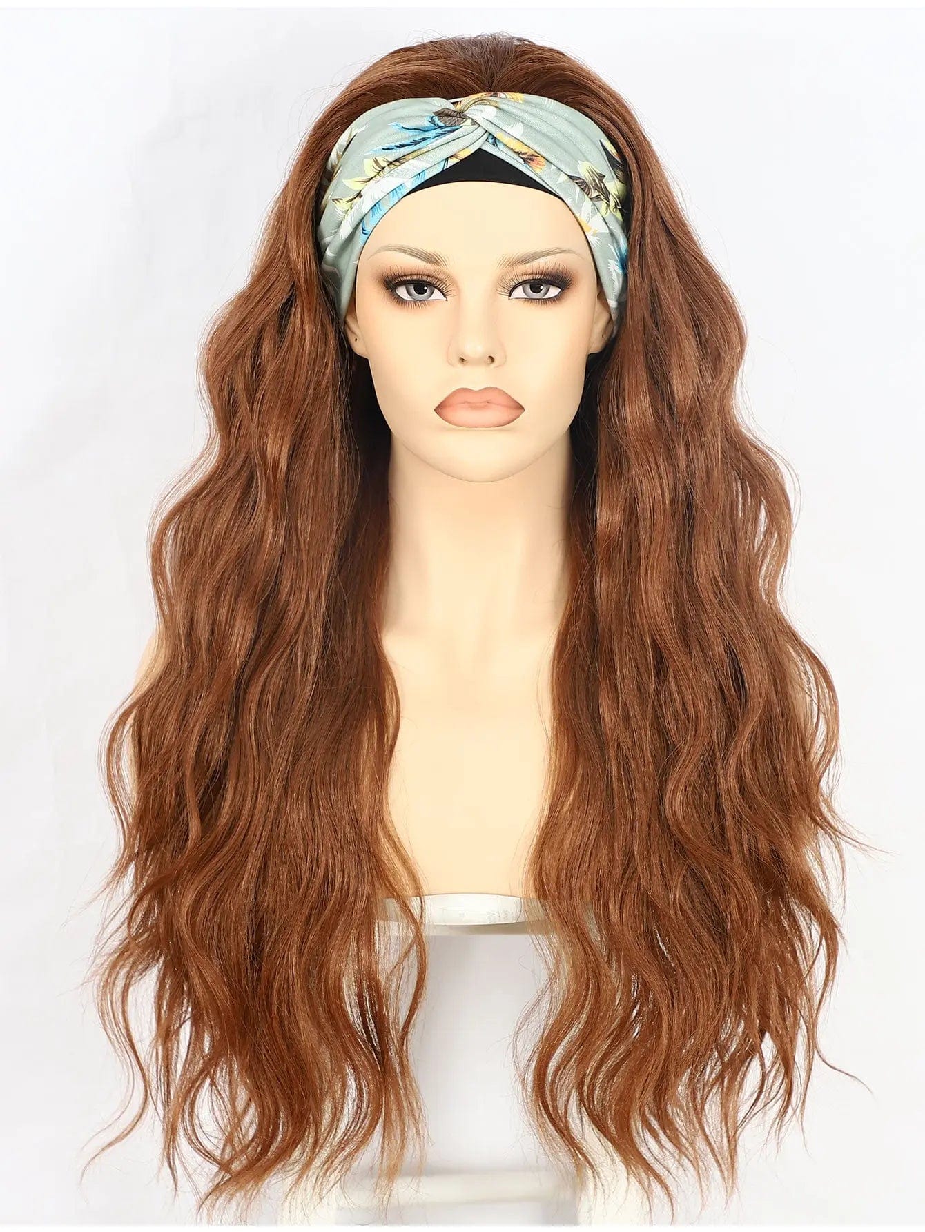 26 Inches / Dark Brown Anogol Synthetic Headband Wig Beige Long Loose Wave