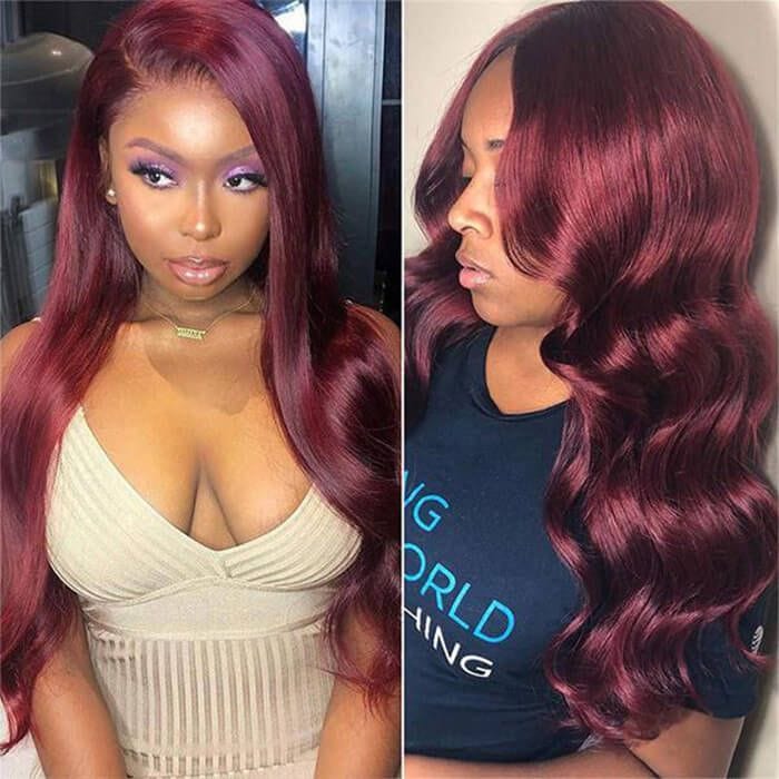 26 Inches / HD DW 99j 5x5  Closure Wig 	150% Double Drawn Double Weft Pre Plucked Wigs Human Hair 99j, Straight Closure Frontl 99j Wig,raw Virgin Hair Wig 99j 1b