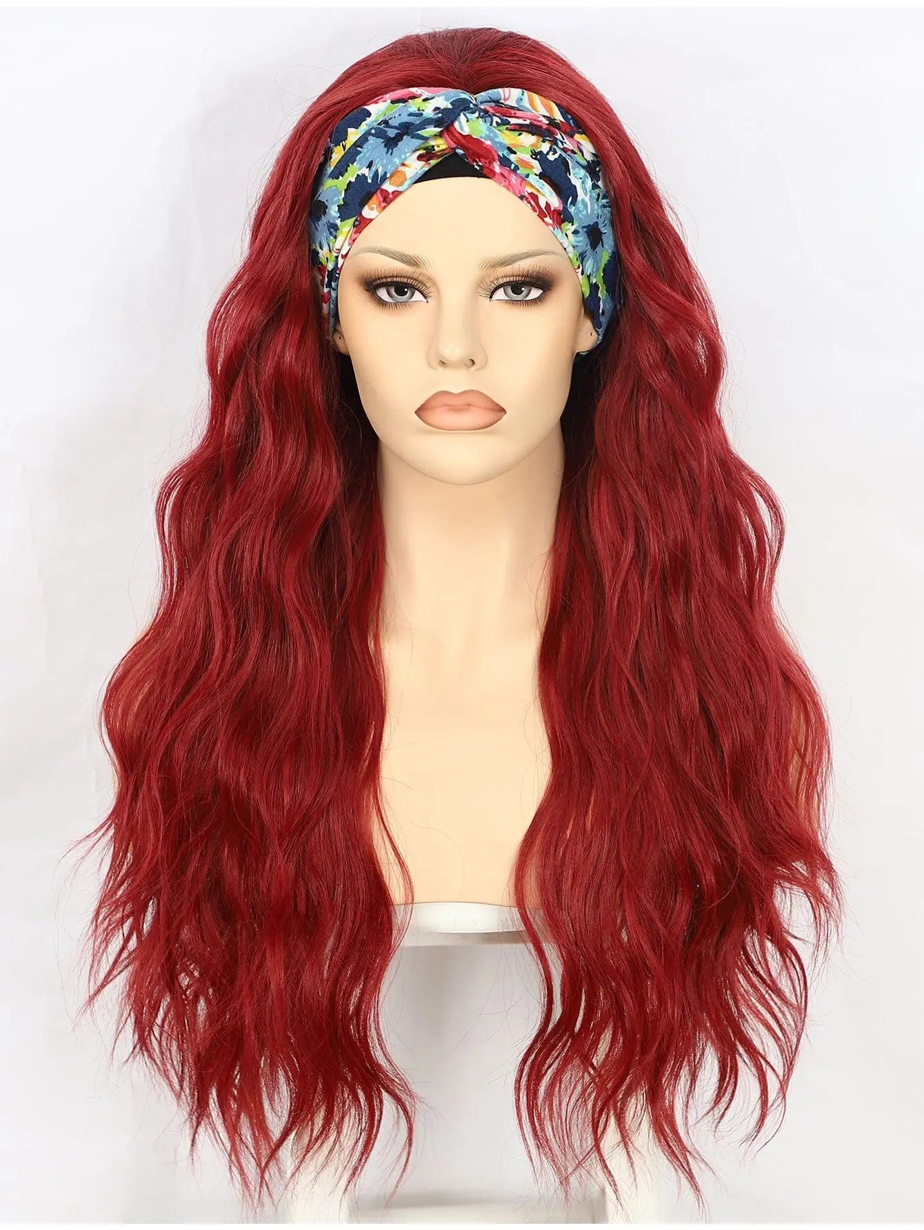 26 Inches / Red Anogol Synthetic Headband Wig Beige Long Loose Wave