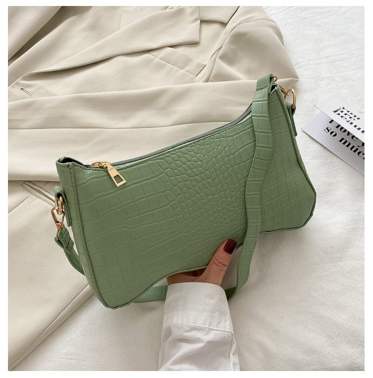 27*16*5cm / green New simple crocodile single shoulder bag with all kinds of fashion retro handbag