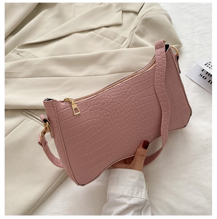 27*16*5cm / PINK New simple crocodile single shoulder bag with all kinds of fashion retro handbag