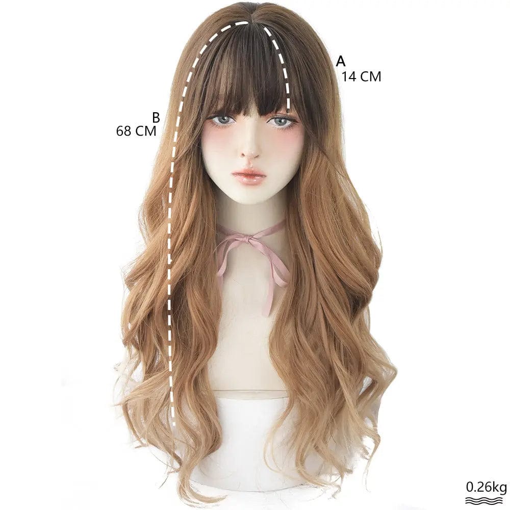 27 inches / ombre brown blonde C8285 7JHH Ombre Brown Blonde 150% Density long wig