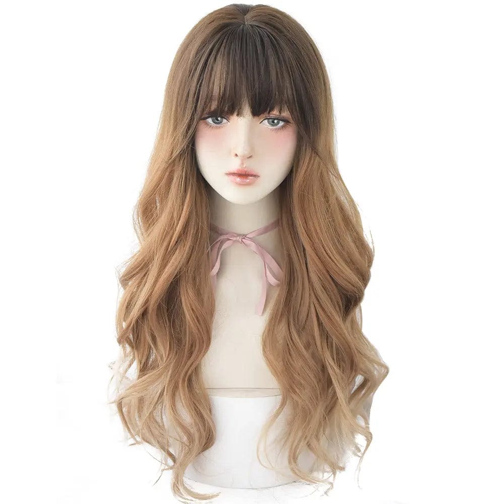 27 inches / ombre brown blonde C8285 7JHH Ombre Brown Blonde 150% Density long wig