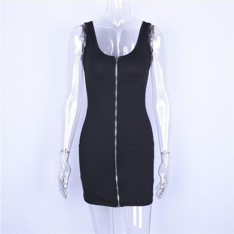 272 Solid Sexy Sleeveless Zipper Backless Mini Women Dress 2023 New Fashion Spring Party Club American Wholesale Casual Clothing