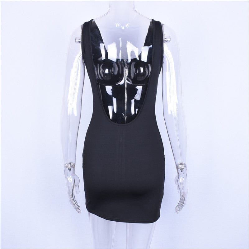 272 Solid Sexy Sleeveless Zipper Backless Mini Women Dress 2023 New Fashion Spring Party Club American Wholesale Casual Clothing