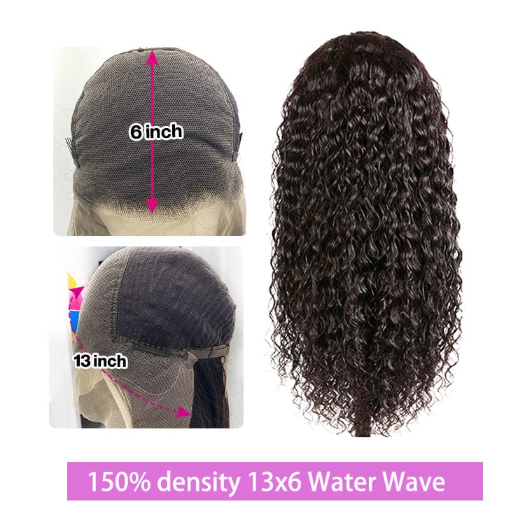 28 Inches / 13x6 Water Wave Indian Transparent Lace Frontal Wigs Glueless Frontal Wig Human Hair Straight Wigs For Black Women