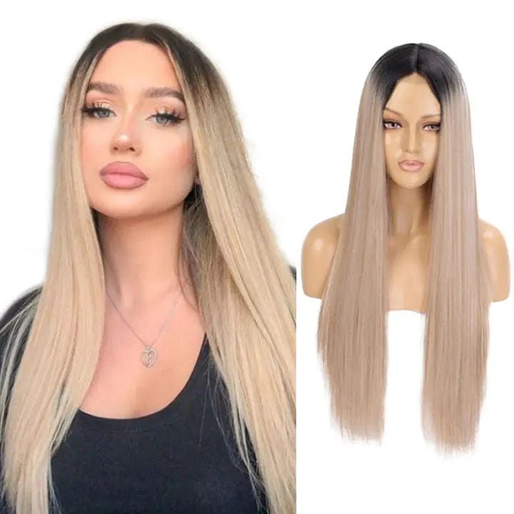 28 Inches / WL9352-R2-27-613# Synthetic Blend Wig Extension Heat Resistant Ombre