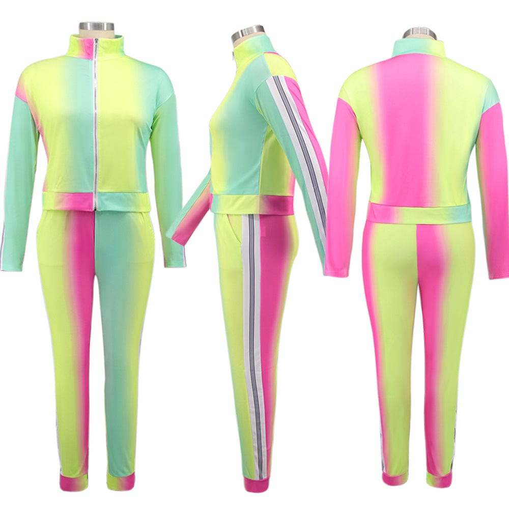 3 XL / 2 LW custom women jogging suits tie dyed printed sport clothing long sleeve 2 piece tracksuit sweatsuits jogger set