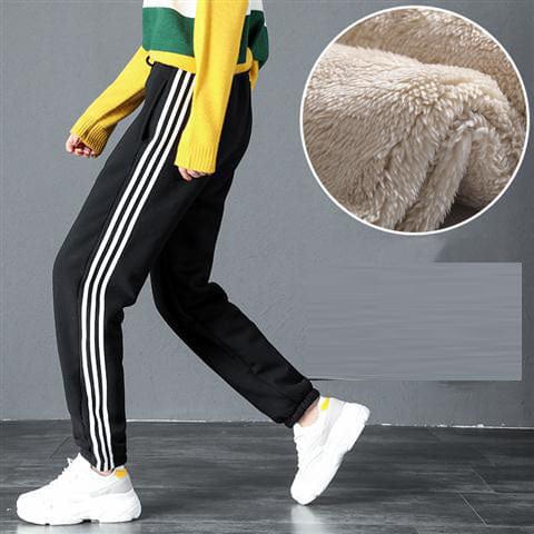 3 XL / black Autumn and winter Plush thickened sweatpants women trousers loose large warm  Running Jogger casual pants