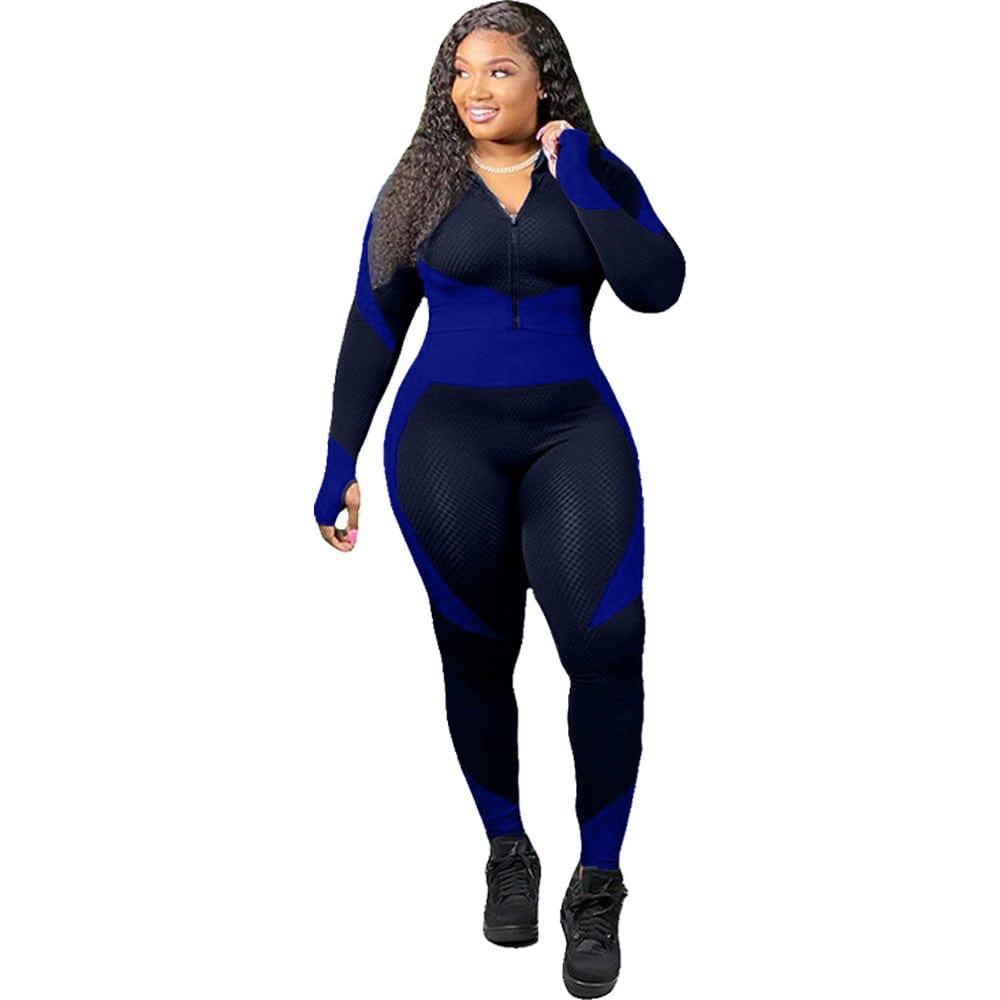 3 XL / Blue Autumn and winter new yoga suit Plus Size Jogging Outfits  two-piece fashion leisure suit