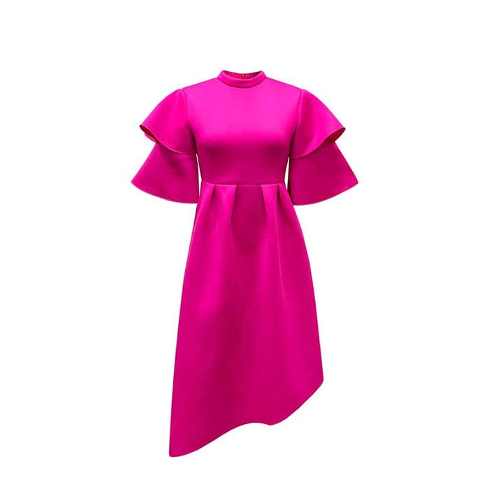 3 XL / Fuchsia A230A-2022 new arrivals ladies formal dresses ruffle sleeve evening gown dress elegant