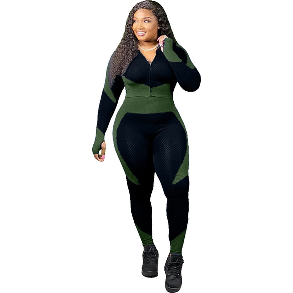 3 XL / green Autumn and winter new yoga suit Plus Size Jogging Outfits  two-piece fashion leisure suit