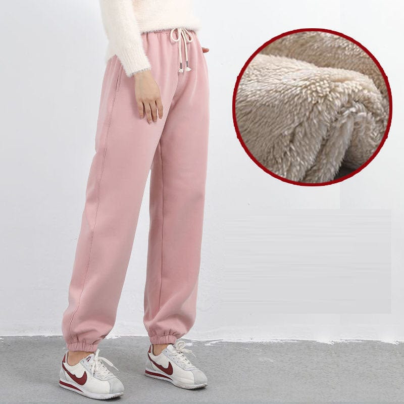 3 XL / pink solid Autumn and winter Plush thickened sweatpants women trousers loose large warm  Running Jogger casual pants