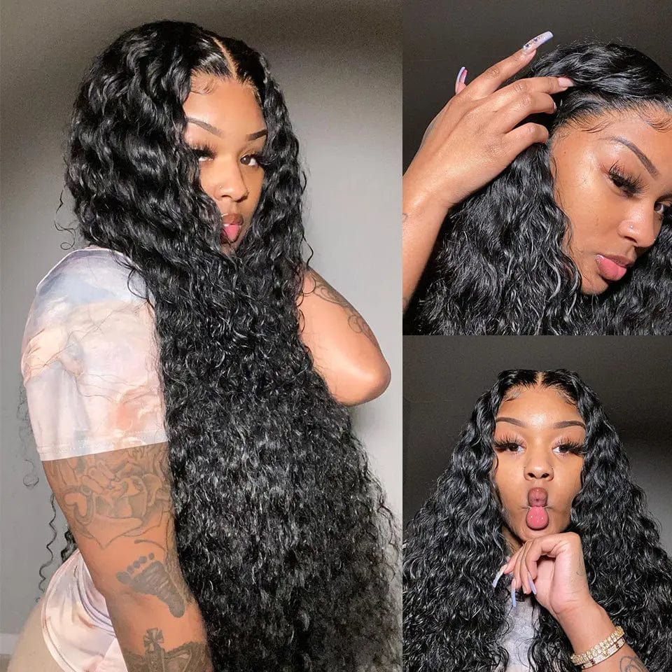 30 34 40 inch Deep Wave 13x4 13x6 360 Frontal Hair