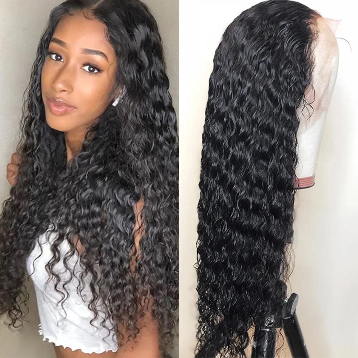 30 34 40 inch Deep Wave 13x4 13x6 360 Frontal Hair