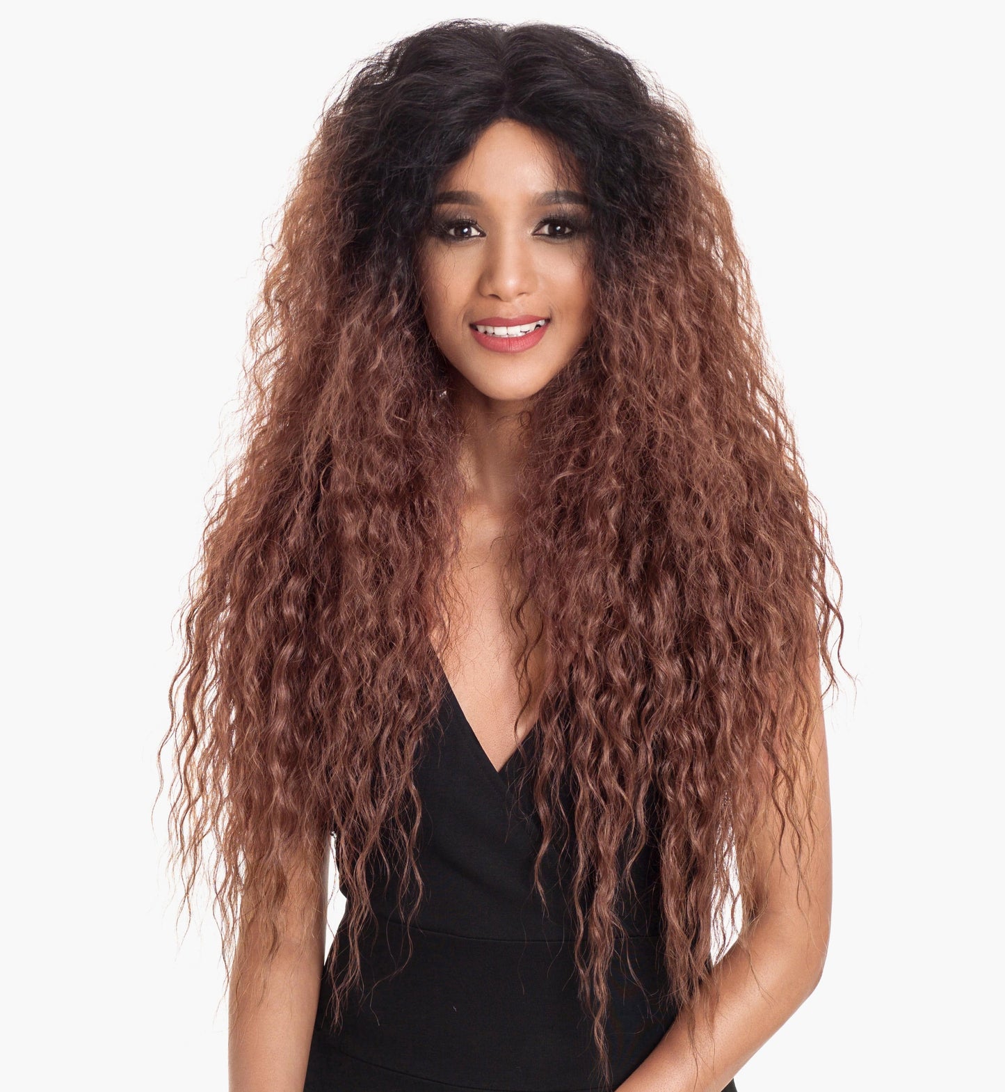 30 Inches / TT1B/30 long blond synthetic wig sleek top quality wholesale heat resistant afro kinky curl lace frontal Synthetic Hair Wig for women