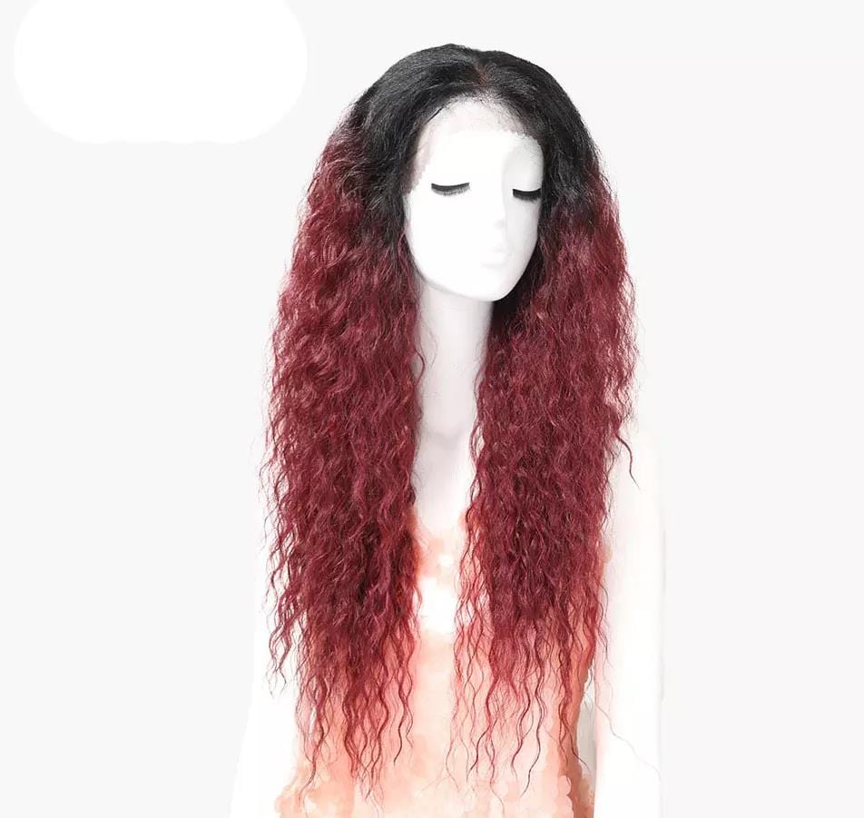 30 Inches / TT1B/530 long blond synthetic wig sleek top quality wholesale heat resistant afro kinky curl lace frontal Synthetic Hair Wig for women