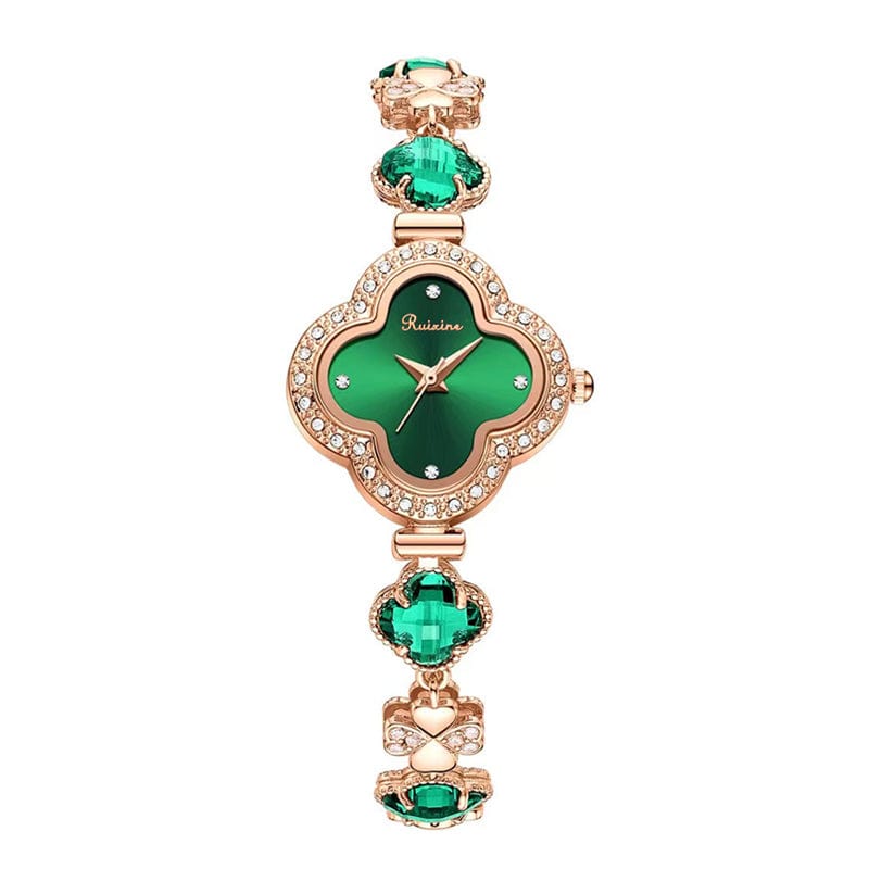 336 / green Ruixine 336 Fashion Four Leaf Clover Design Ladies Quartz Watches Classic Diamonds Bracelet Band Women Wristwatches