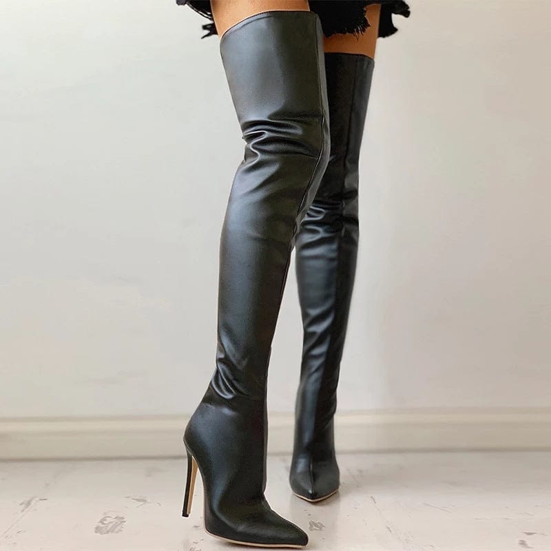 34 / Black PDEP 2022 new arrival of ladies knee high boots black zip up high heel sexy boots for women